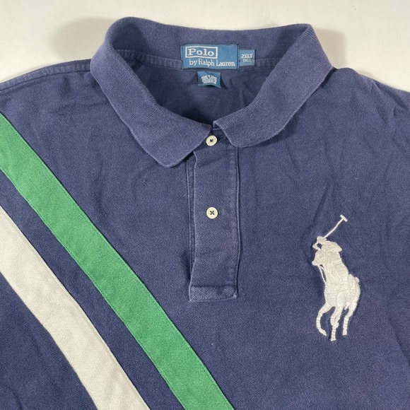 Polo by Ralph Lauren Other - Polo Ralph Lauren Polo Shirt Mens 2XLT BIG PONY Diagonal Sash Stripe Navy‎ Blue